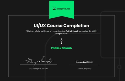 UI/UX Course Completion Zertifikat